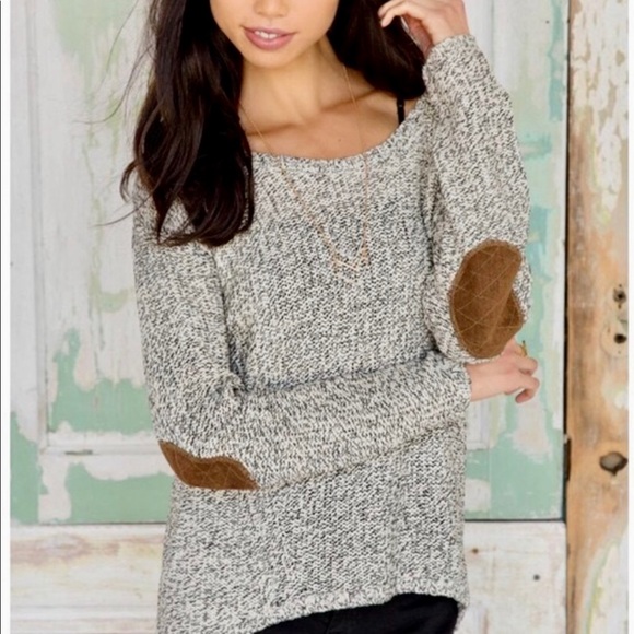 Quinn Sweaters - Quinn Melagne Elbow Patch Sweater